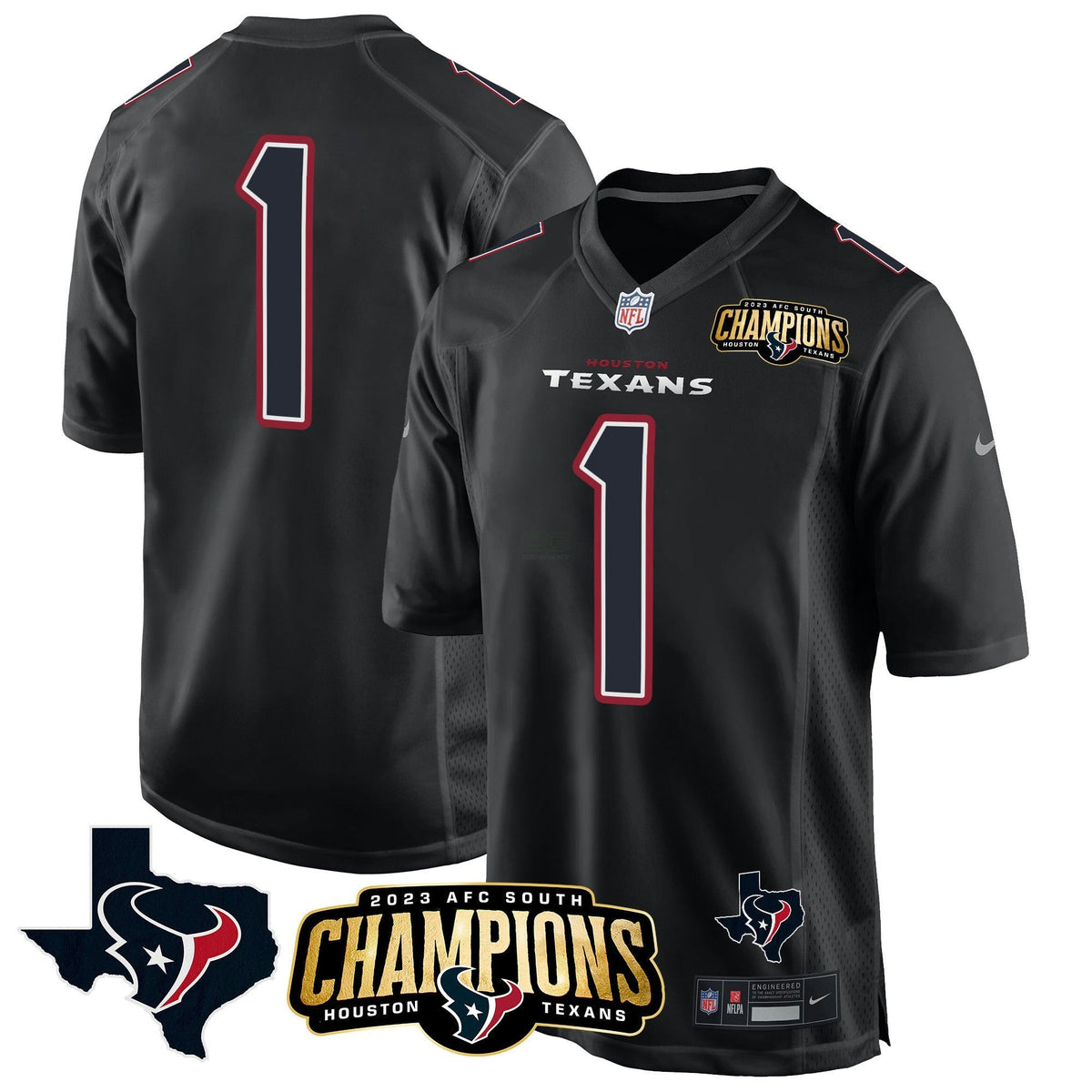 NFL Men’s Houston 2023 AFC South Champions Patch Game Jersey