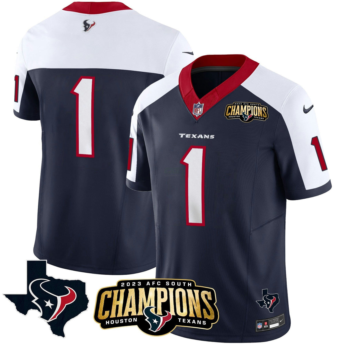 NFL Men’s Houston 2023 AFC South Champions Patch Vapor Jersey