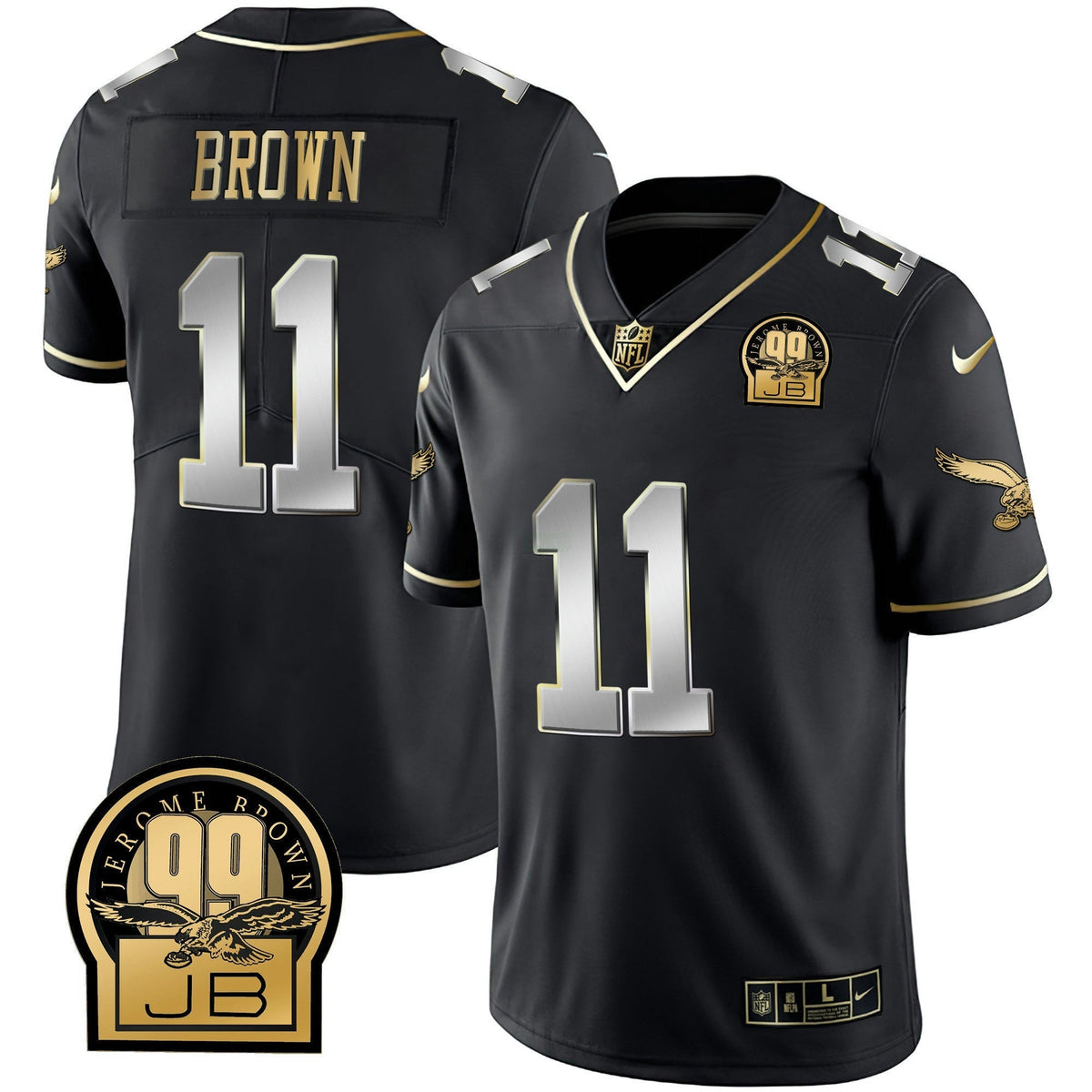 NFL Men’s Jerome Brown Retired Patch Gold & Kelly Jersey