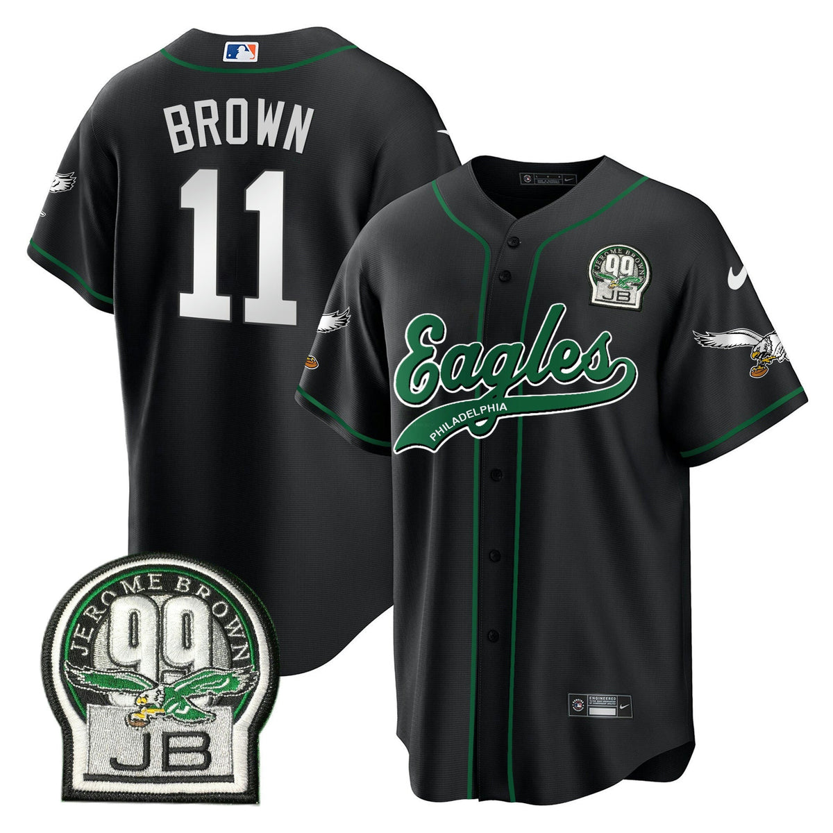 NFL Men’s Jerome Brown Retired Patch Kelly Green Jersey