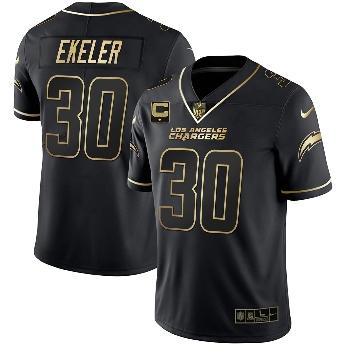 NFL Los Angeles Chargers Men’s Los Angeles White Gold & Black Gold Jersey