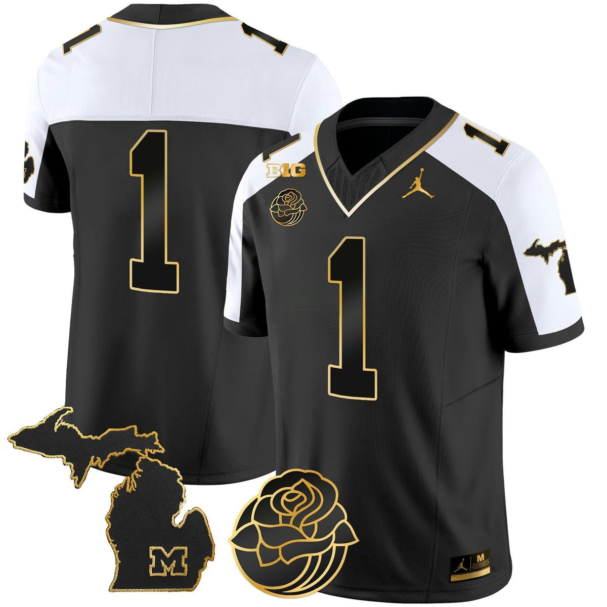 NFL Men’s Michigan Wolverines Rose Bowl Patch Gold Vapor Jersey