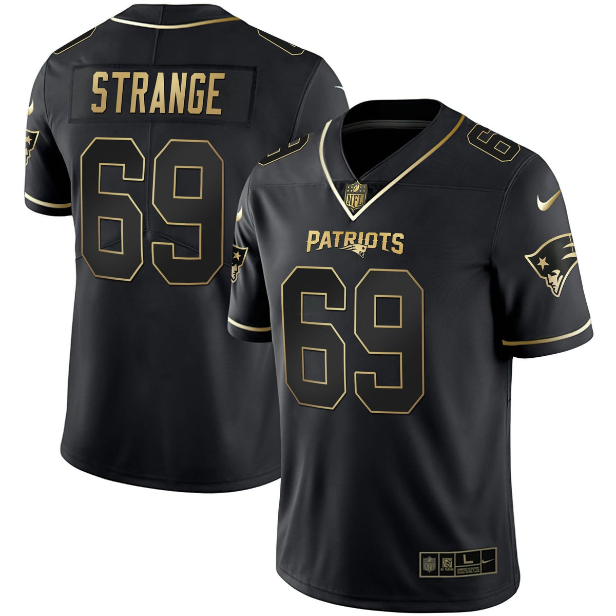 NFL Men’s New England White Gold & Black Gold Jersey