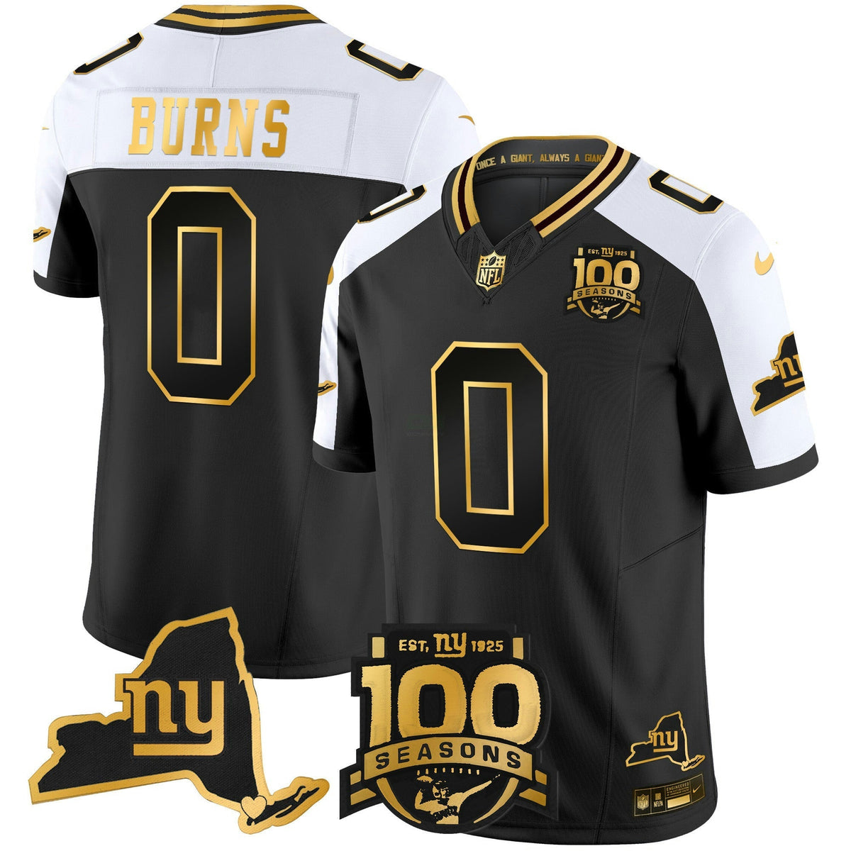 NFL Men’s New York 100th Season & State Patch Gold Vapor Limited Jersey