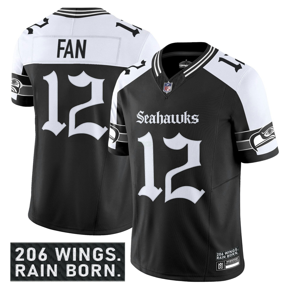 NFL Men’s Seattle ‘Gothic Rain City Shadows Edition’ Vapor Limited Jersey