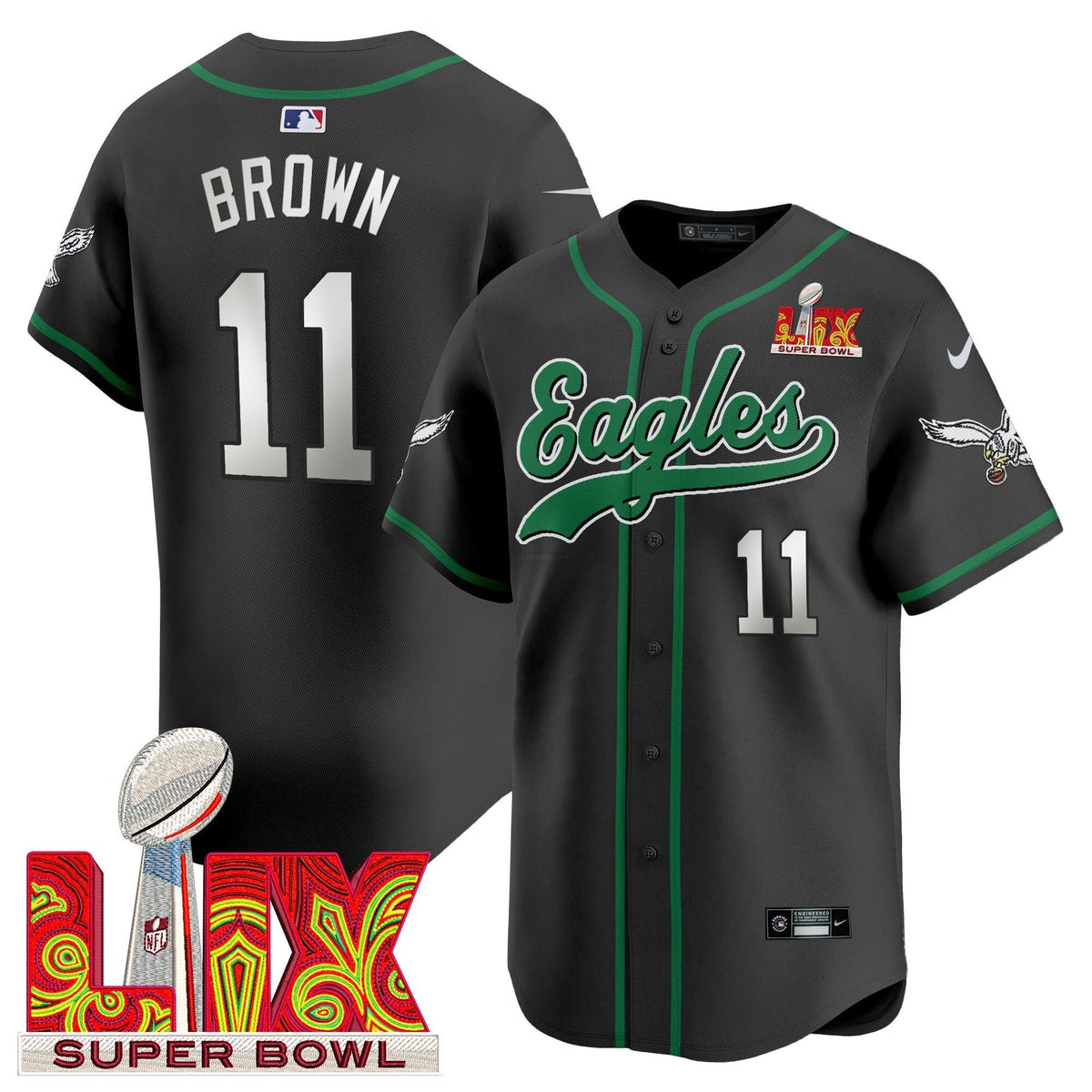 NFL Men’s Super Bowl LIX Patch Kelly Green Vapor Jersey