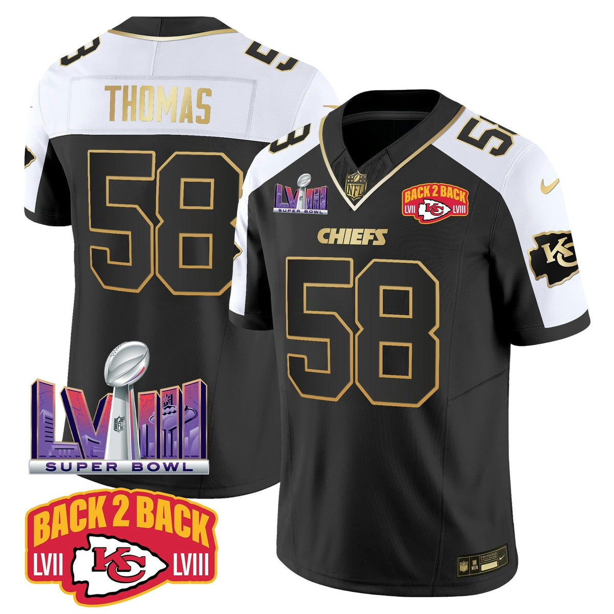 NFL Men’s Super Bowl LVIII & Back 2 Back Patch Vapor Jersey V2