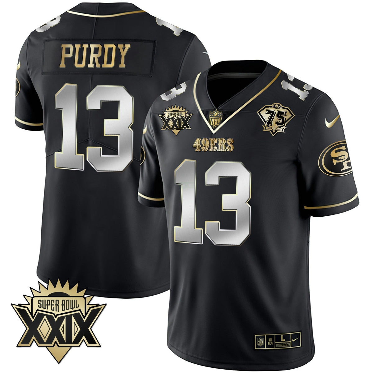NFL Men’s Super Bowl XXIX Patch Black Red Gold Jersey