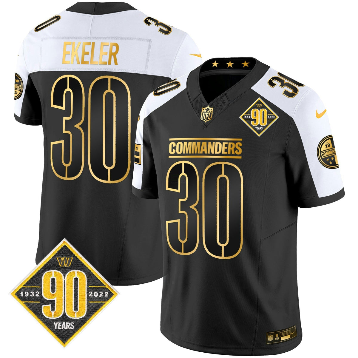 NFL Men’s Washington 90th Anniversary Patch Gold Vapor Limited Jersey