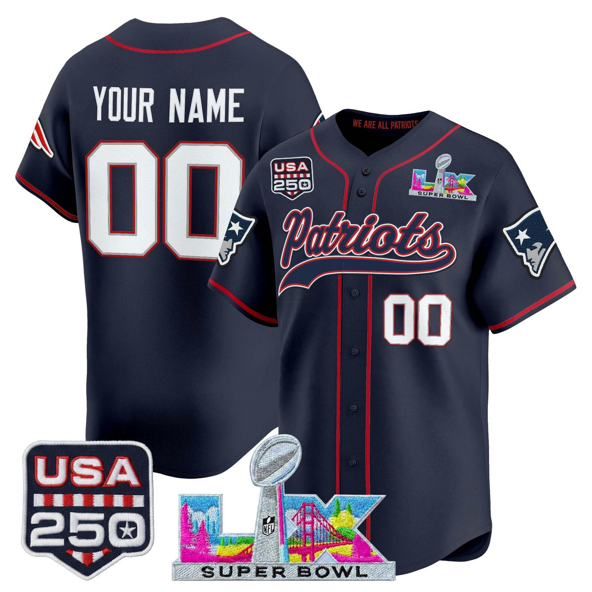 NFL New England “Super Bowl LX & United States 250th Anniversary Patch” Vapor Jersey