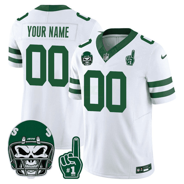 NFL New York 1980s Throwback Limited Jersey – Number 1 Patch - White