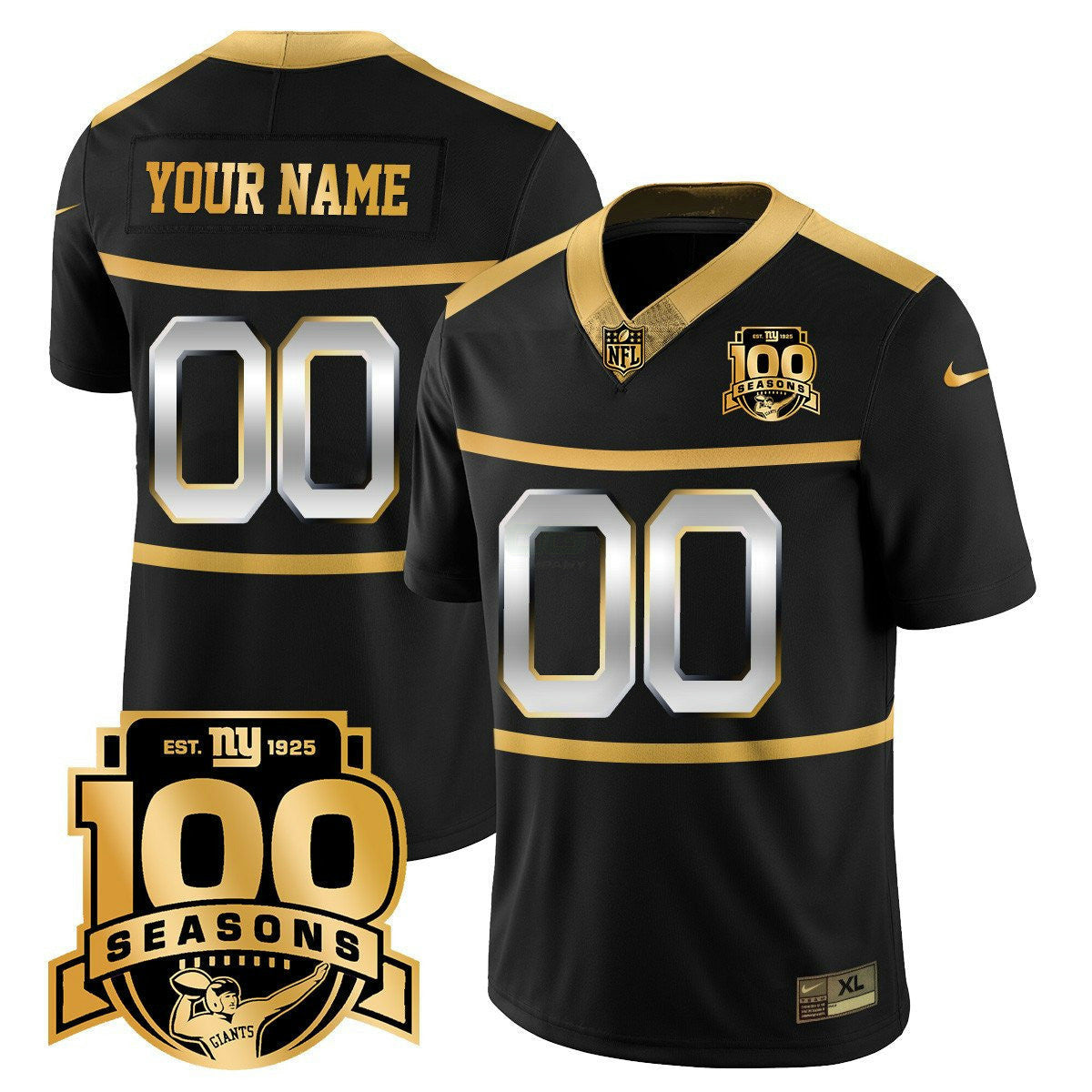 NFL New York ‘Century Red’ 100th Season Commemorative Gold Vapor Jersey