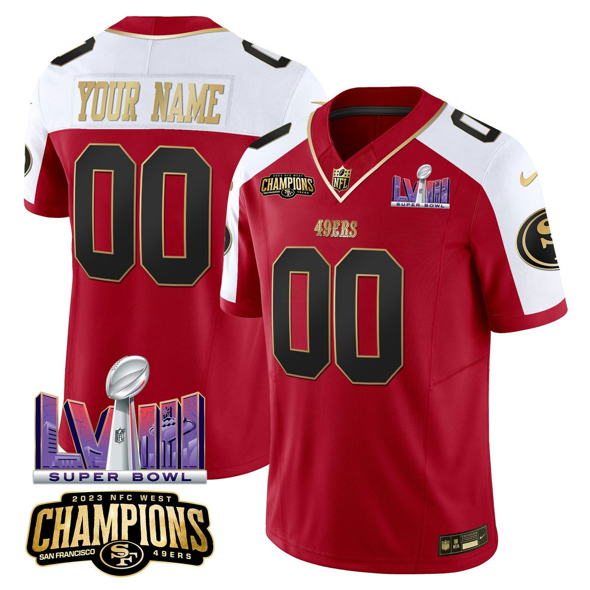 NFL NFC West Champions & Super Bowl LVIII Patch Vapor Jersey