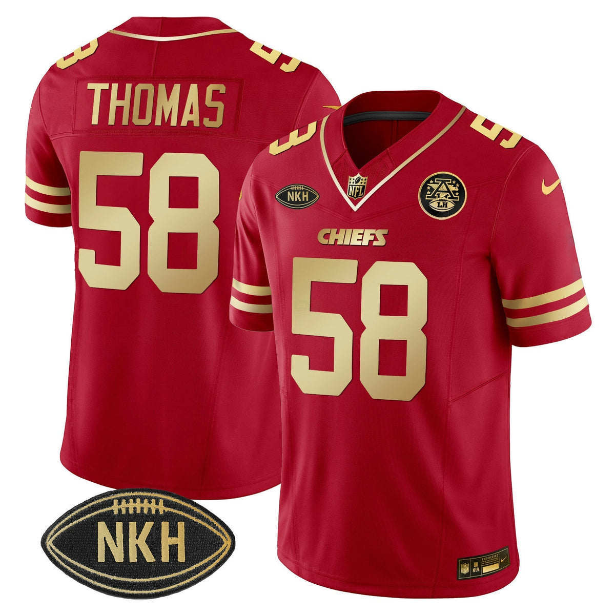 NFL NKH Patch Red Gold 2023 Vapor Limited Jersey