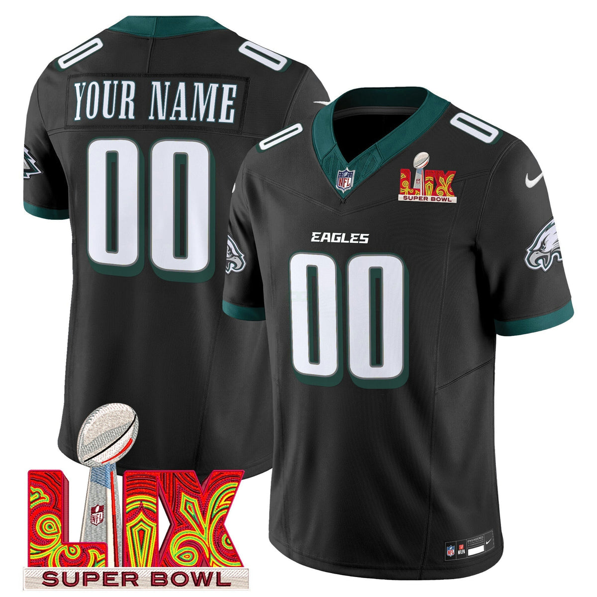 NFL Philadelphia Super Bowl LIX Patch Vapor Limited Jersey
