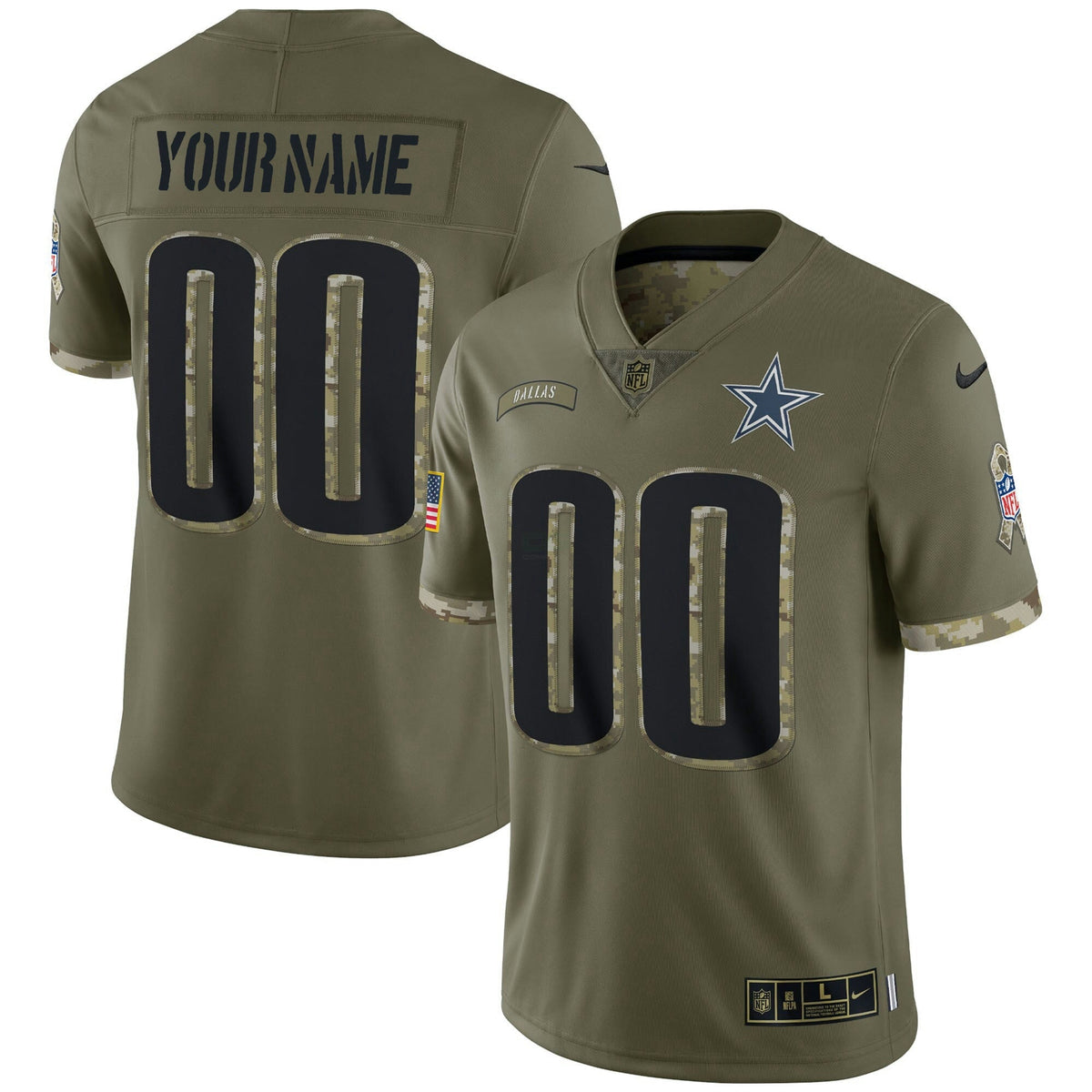 Jersey NFL Dallas Cowboys Salute To Service Custom Name and Number - Salute To Service