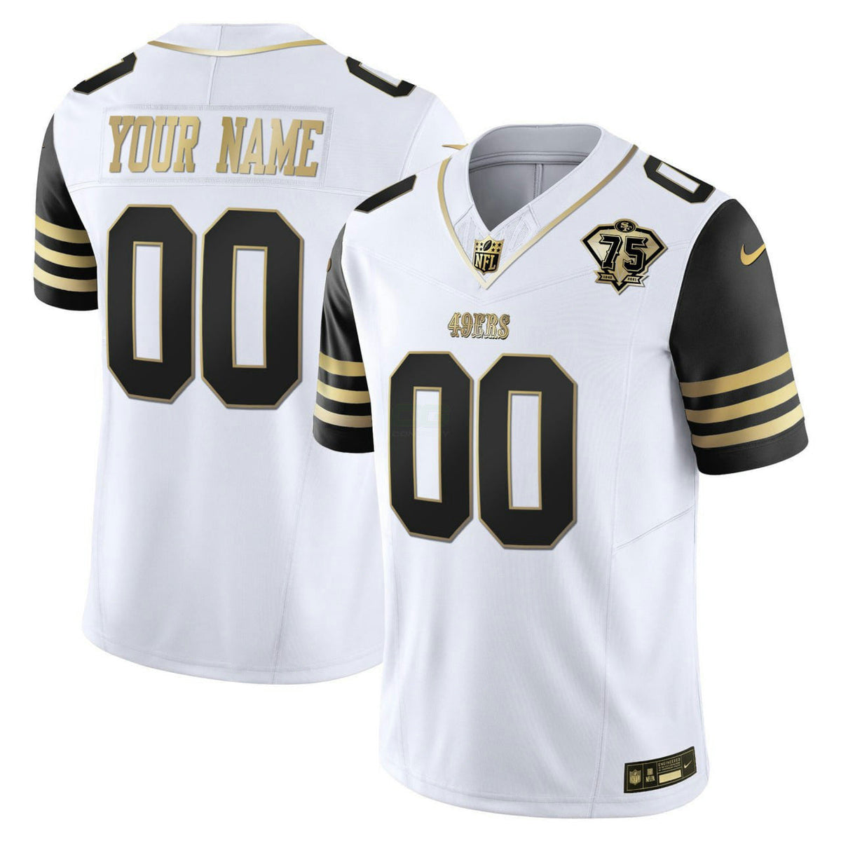 NFL San Francisco White Black Sleeves Jersey - White