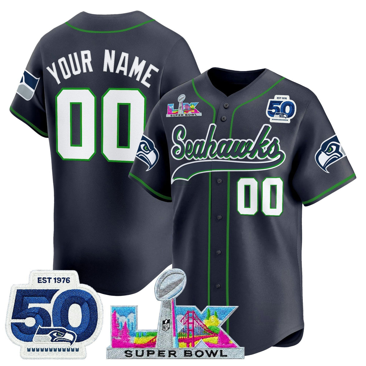 NFL Seattle “Super Bowl LX & United States 250th Anniversary Patch” Vapor Jersey