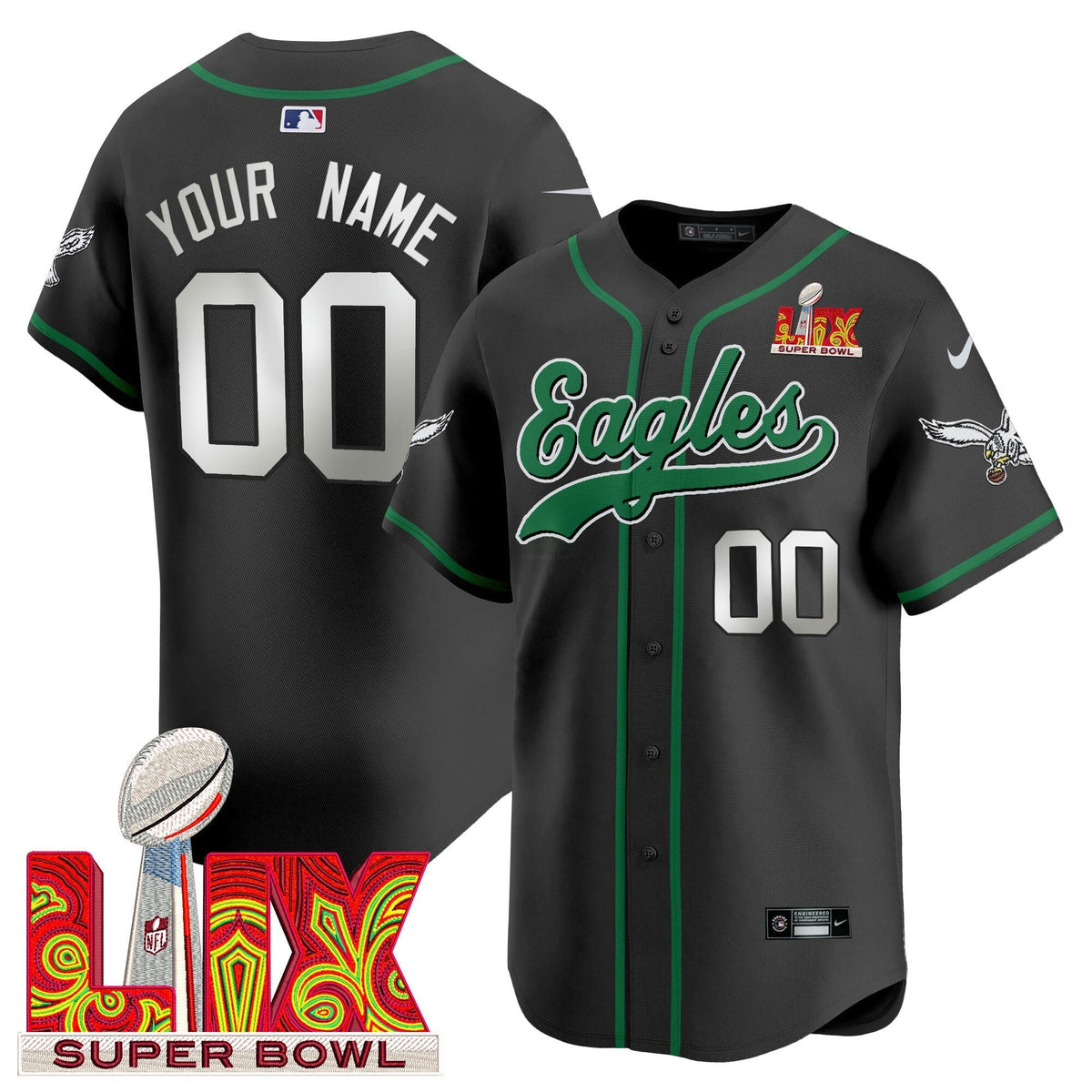 NFL Super Bowl LIX Patch Kelly Green Vapor Jersey