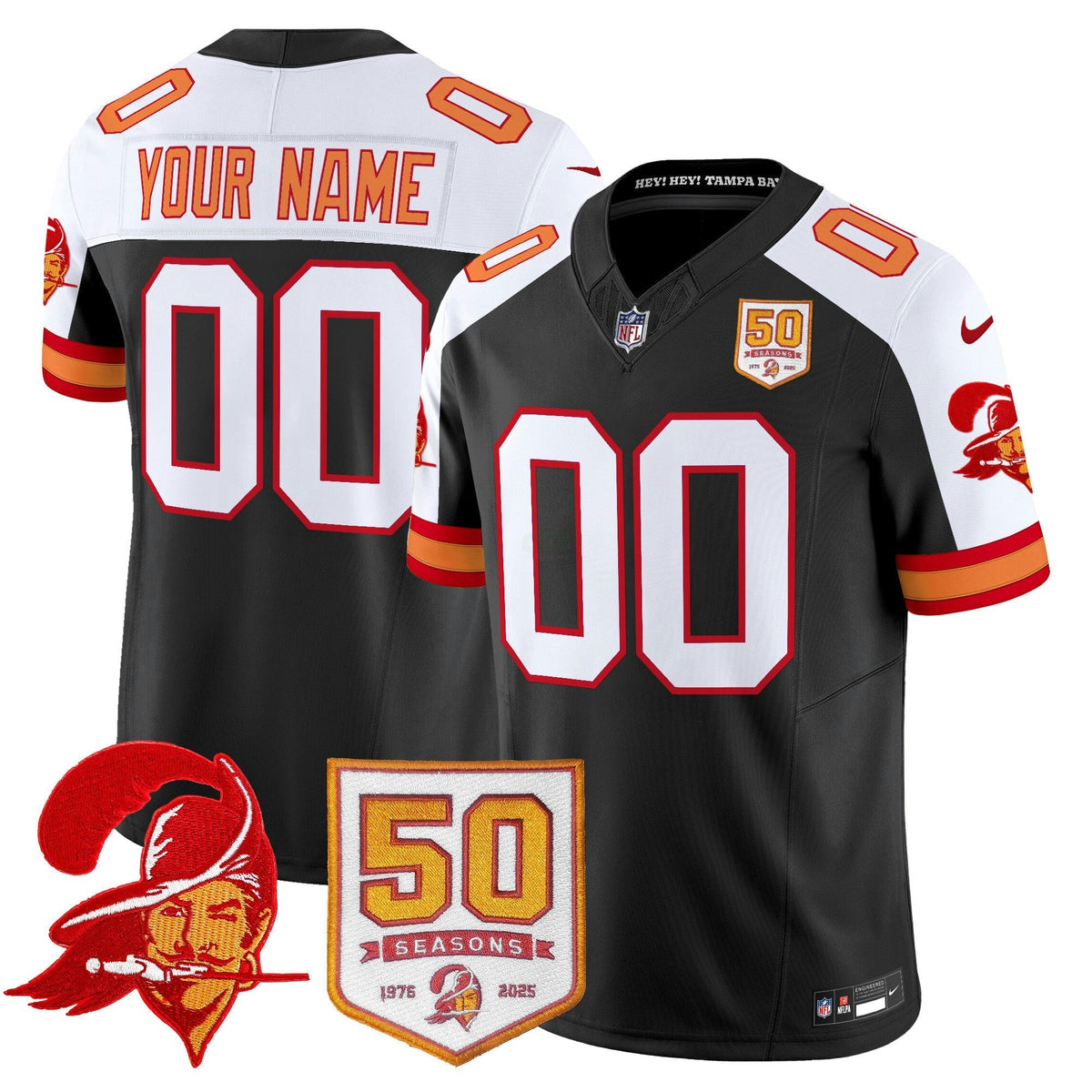 NFL Tampa Bay Throwback 50th Season Patch Vapor Limited Jersey