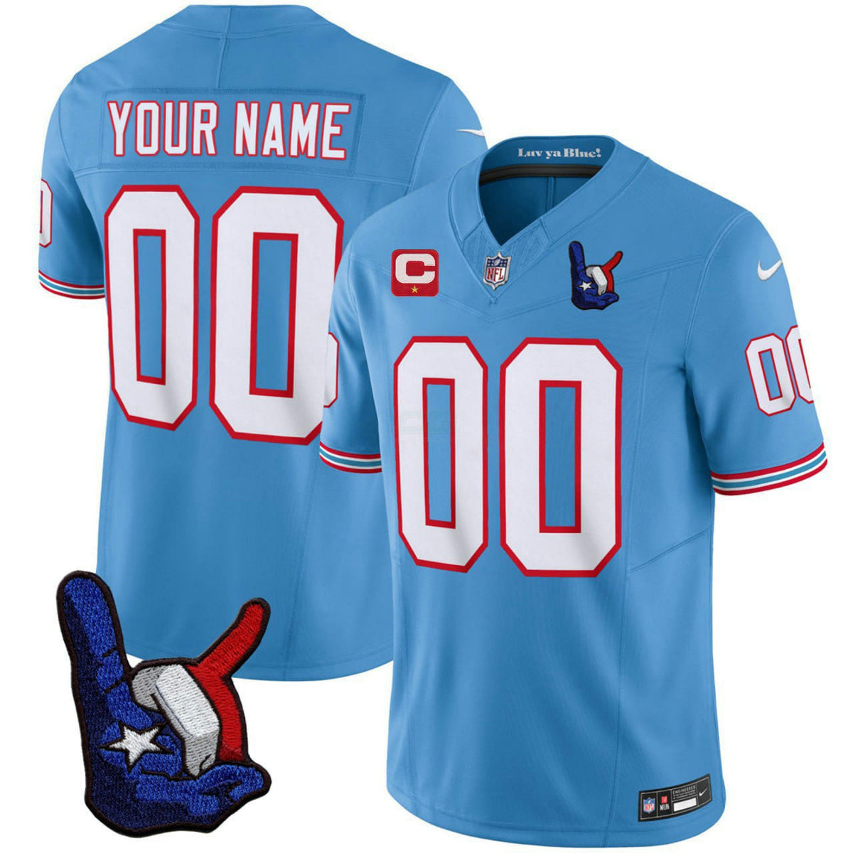 NFL Tennessee Oilers Throwback Light Blue Jersey - Vapor F.U.S.E Limited