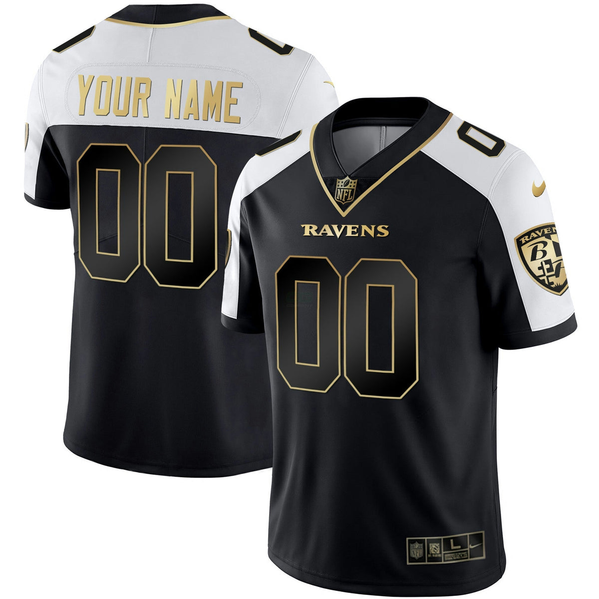 Jersey NFL Baltimore Ravens Vapor Gold Custom Name and Number