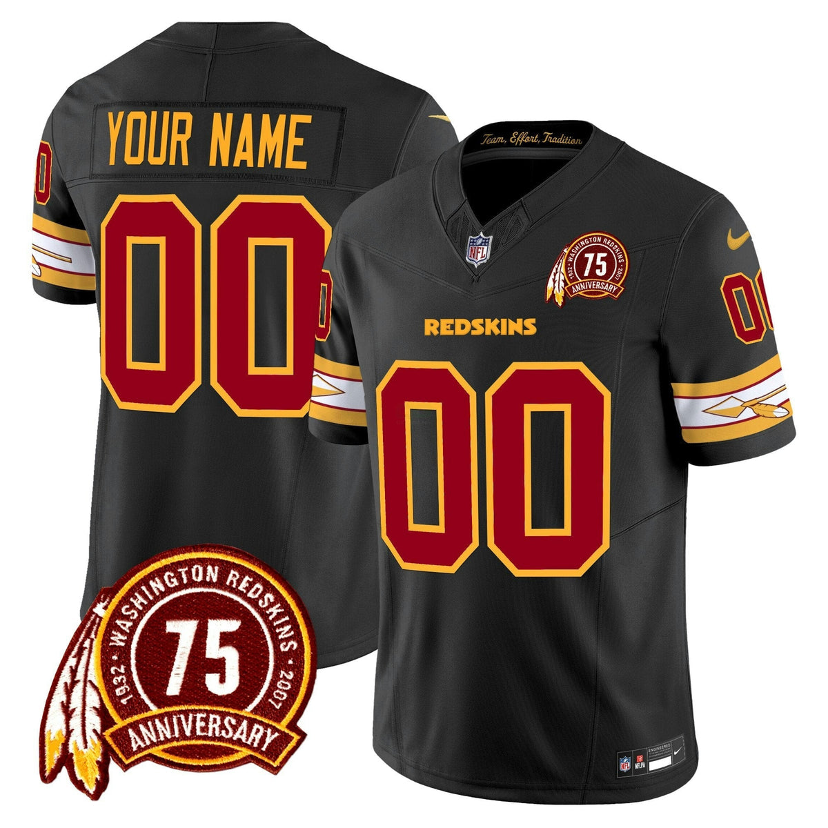 NFL Washington Commanders Washington Redskins 75th Patch Vapor Limited Jersey