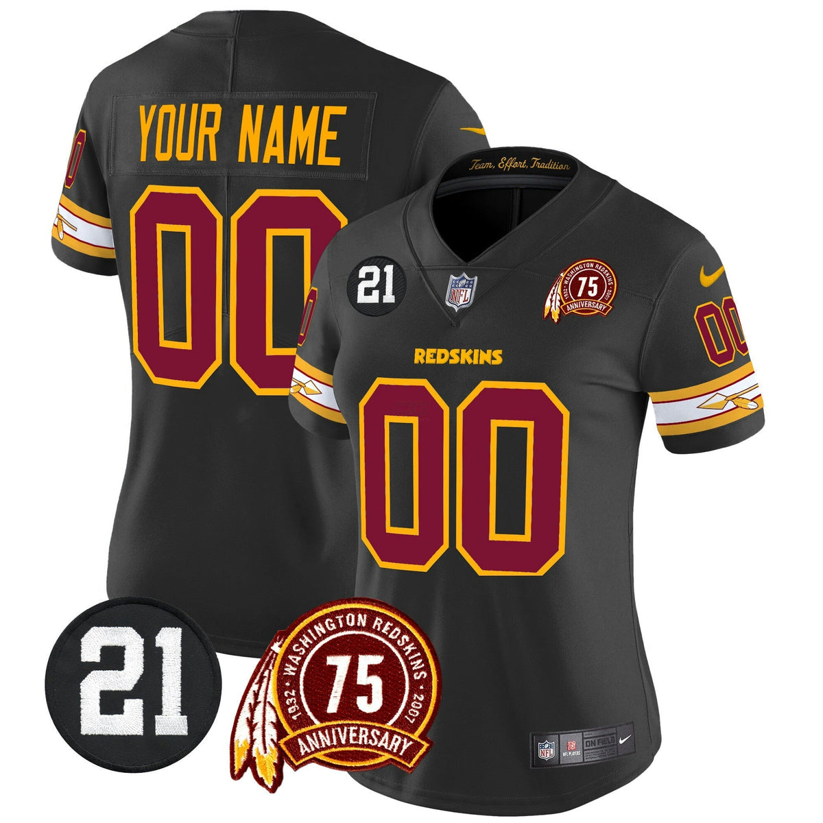 NFL Washington Commanders Washington Redskins 75th & Sean Taylor Patch Vapor Limited Jersey V2