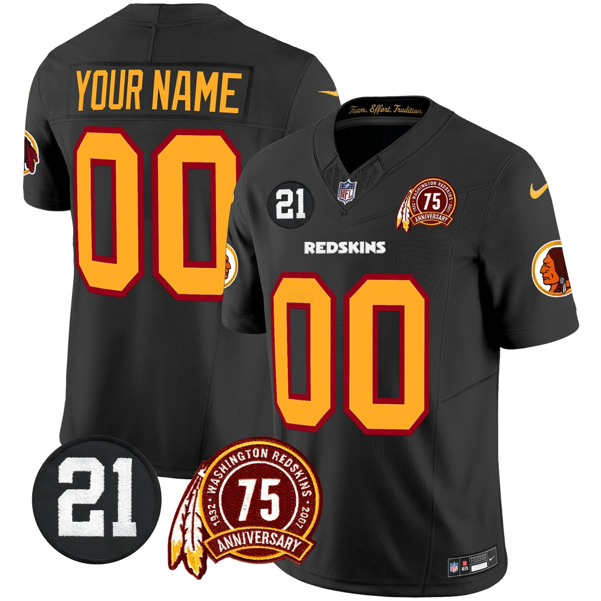 NFL Washington Commanders Washington Redskins 75th & Sean Taylor Patch Vapor Limited Jersey