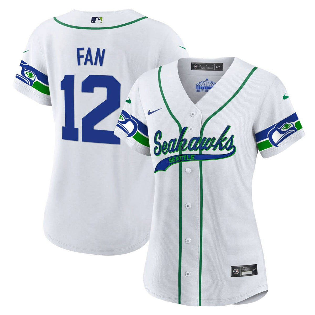 NFL Women’s 12th Fan Throwback & Gold Cool Base Jersey - White