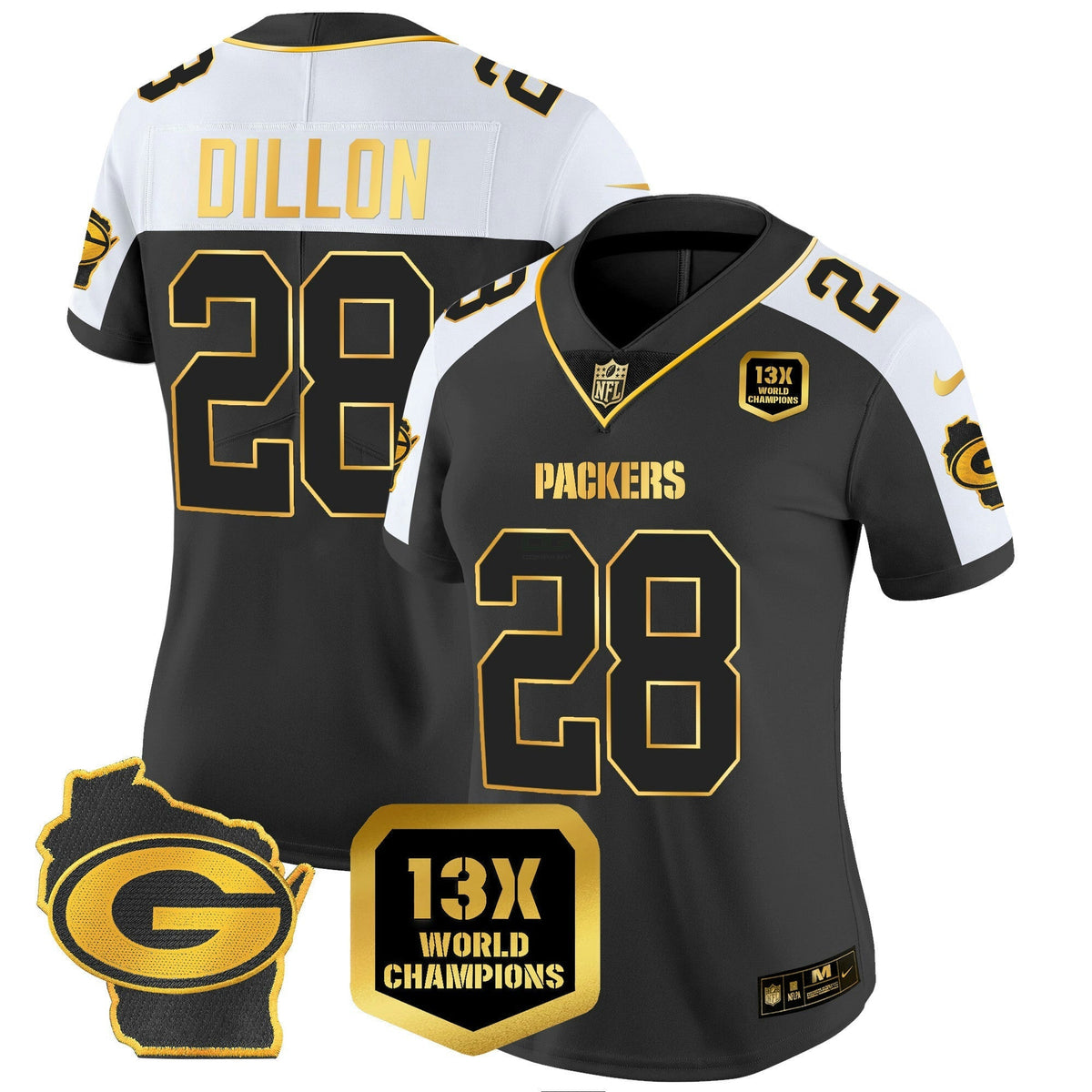 NFL Women’s 13 Time World Champions & Home Patch Gold Vapor Jersey