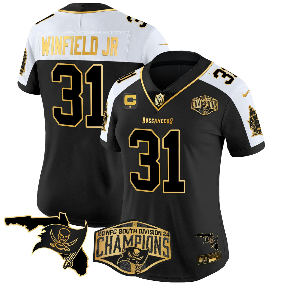 NFL Women’s 2024 NFC South Division Champions Patch Gold Vapor Limited Jersey