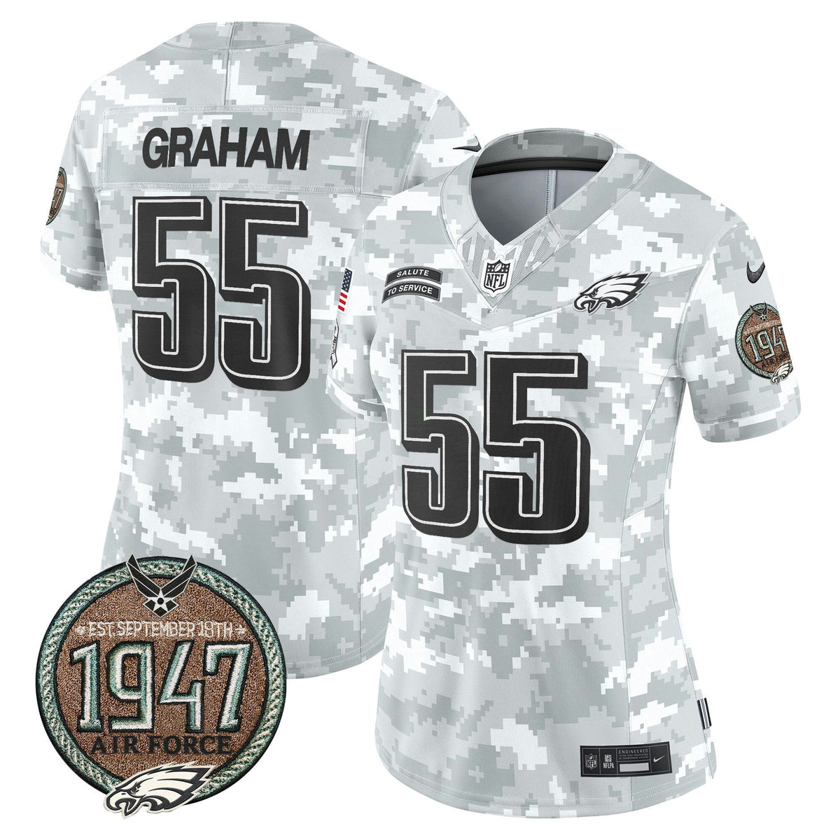 NFL Philadelphia Eagles Women’s 2024 Salute to Service Establishment Year Patch Vapor Limited Jersey