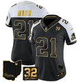 NFL Women’s #32 Jim Brown Memorial & Home Patch Gold Jersey