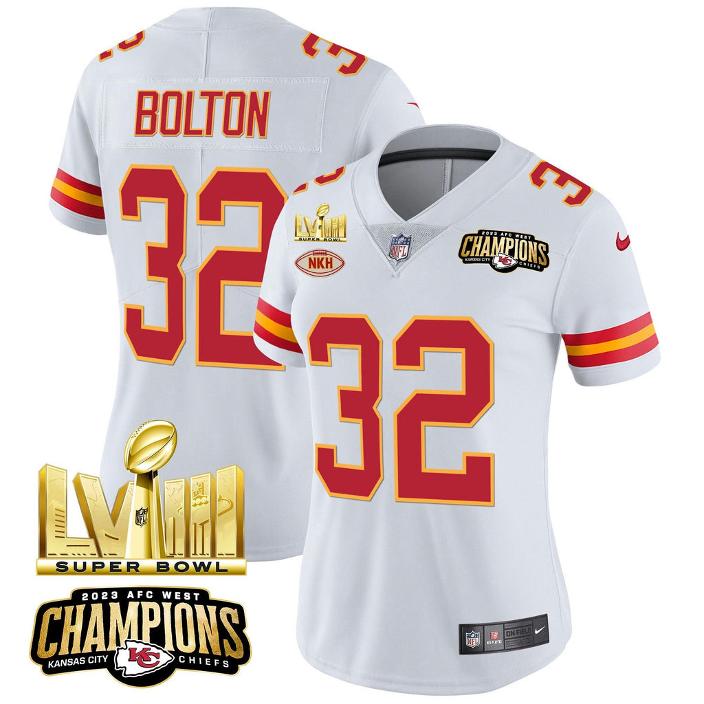 NFL Women’s AFC West Champions & Super Bowl LVIII Gold Patch Vapor Jersey