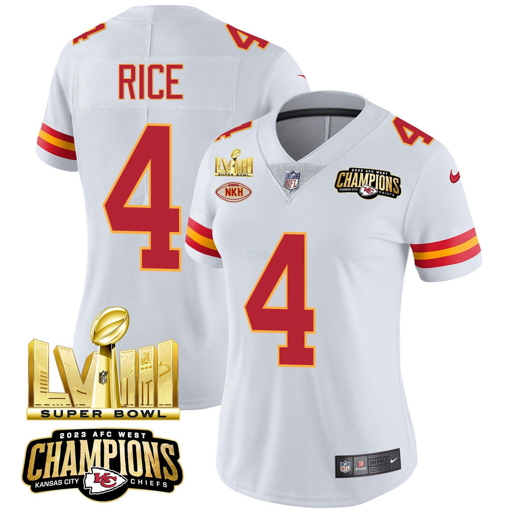 NFL Women’s AFC West Champions & Super Bowl LVIII Gold Patch Vapor Jersey