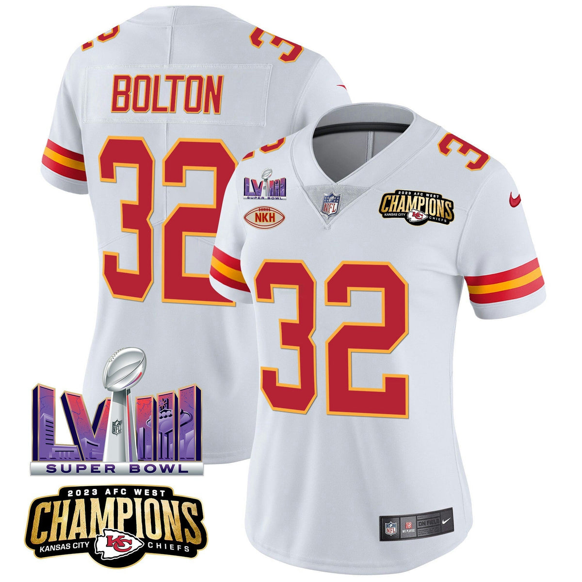 NFL Women’s AFC West Champions & Super Bowl LVIII Patch Vapor Jersey