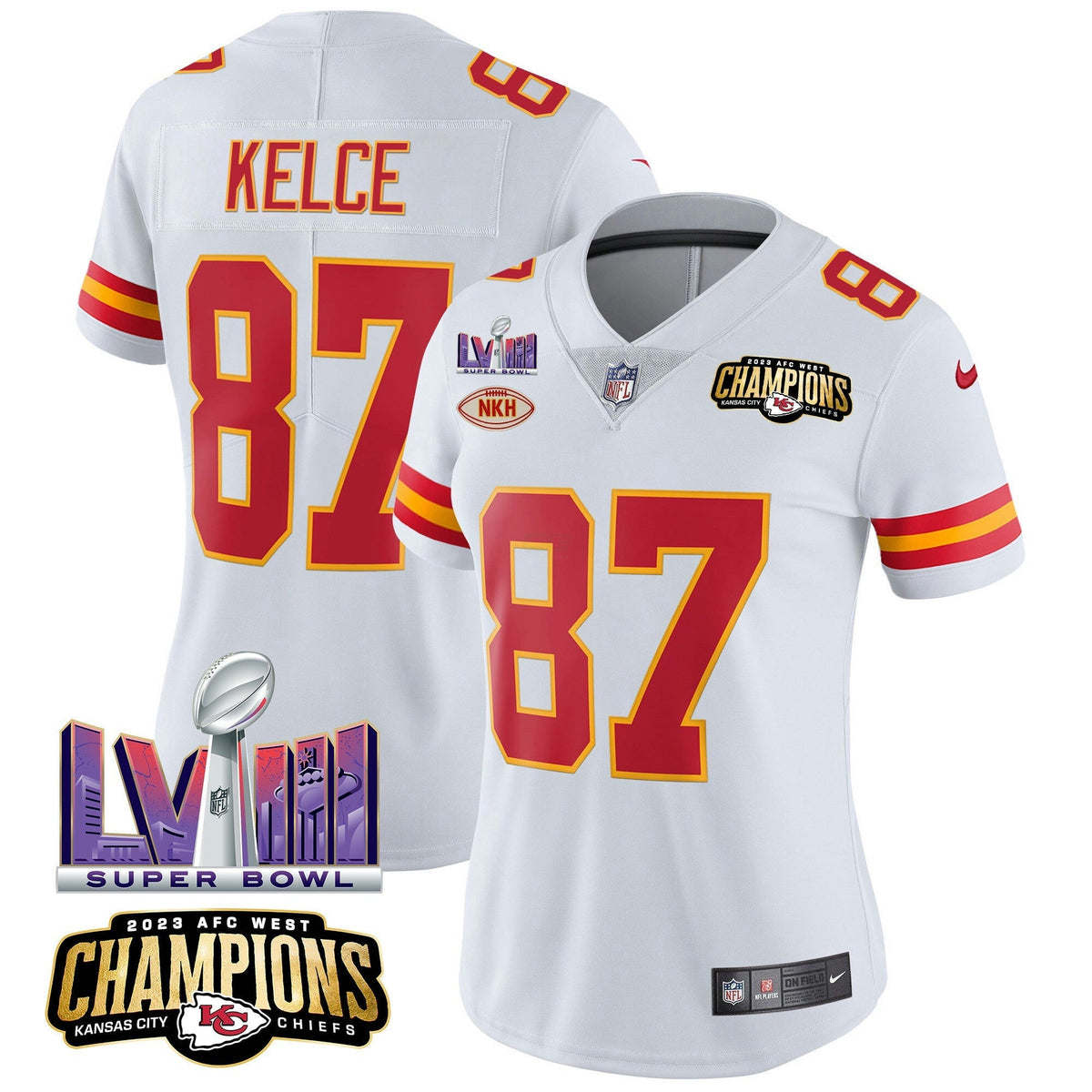 NFL Women’s AFC West Champions & Super Bowl LVIII Patch Vapor Jersey