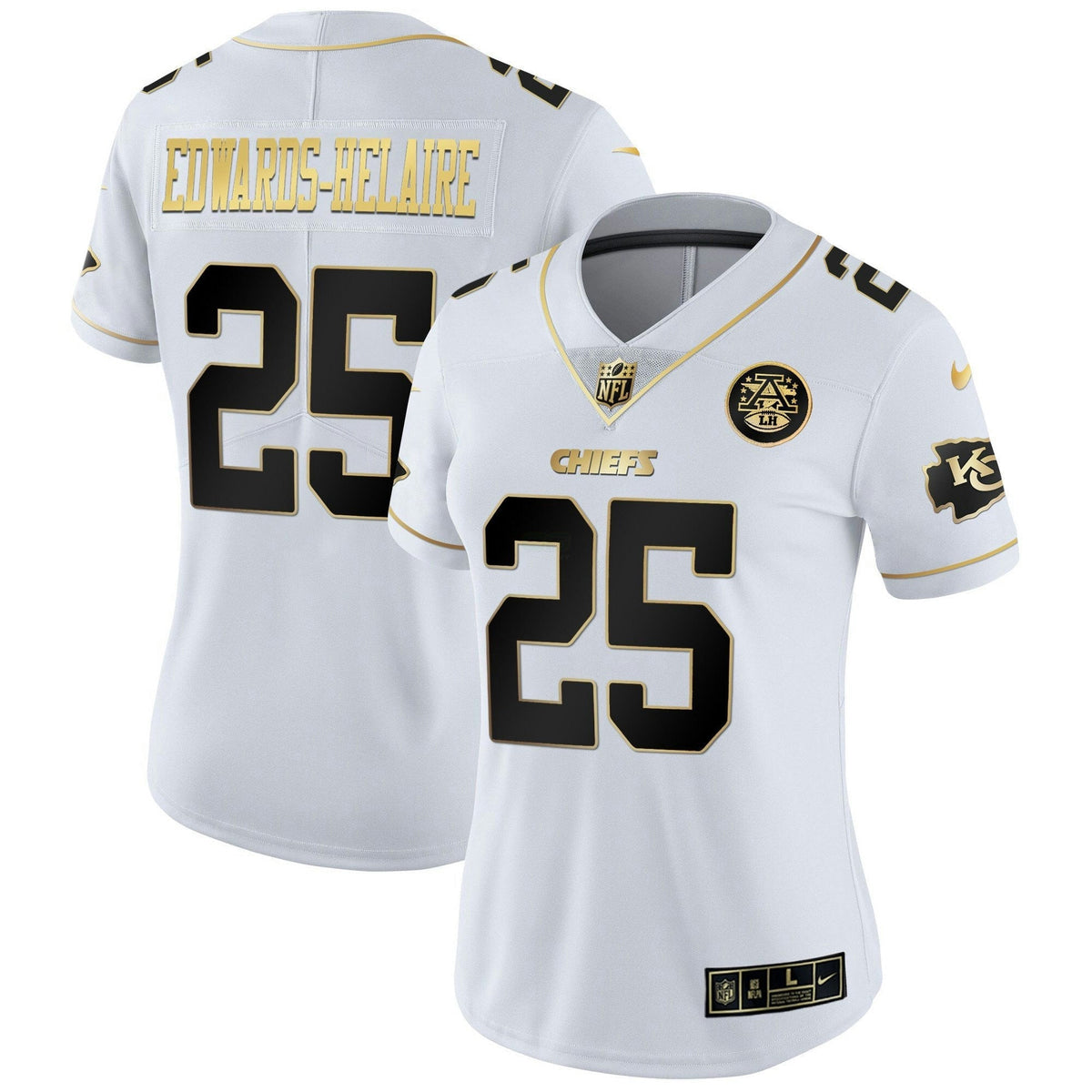Jersey NFL Kansas City Chiefs Women’s White Gold & Black Gold