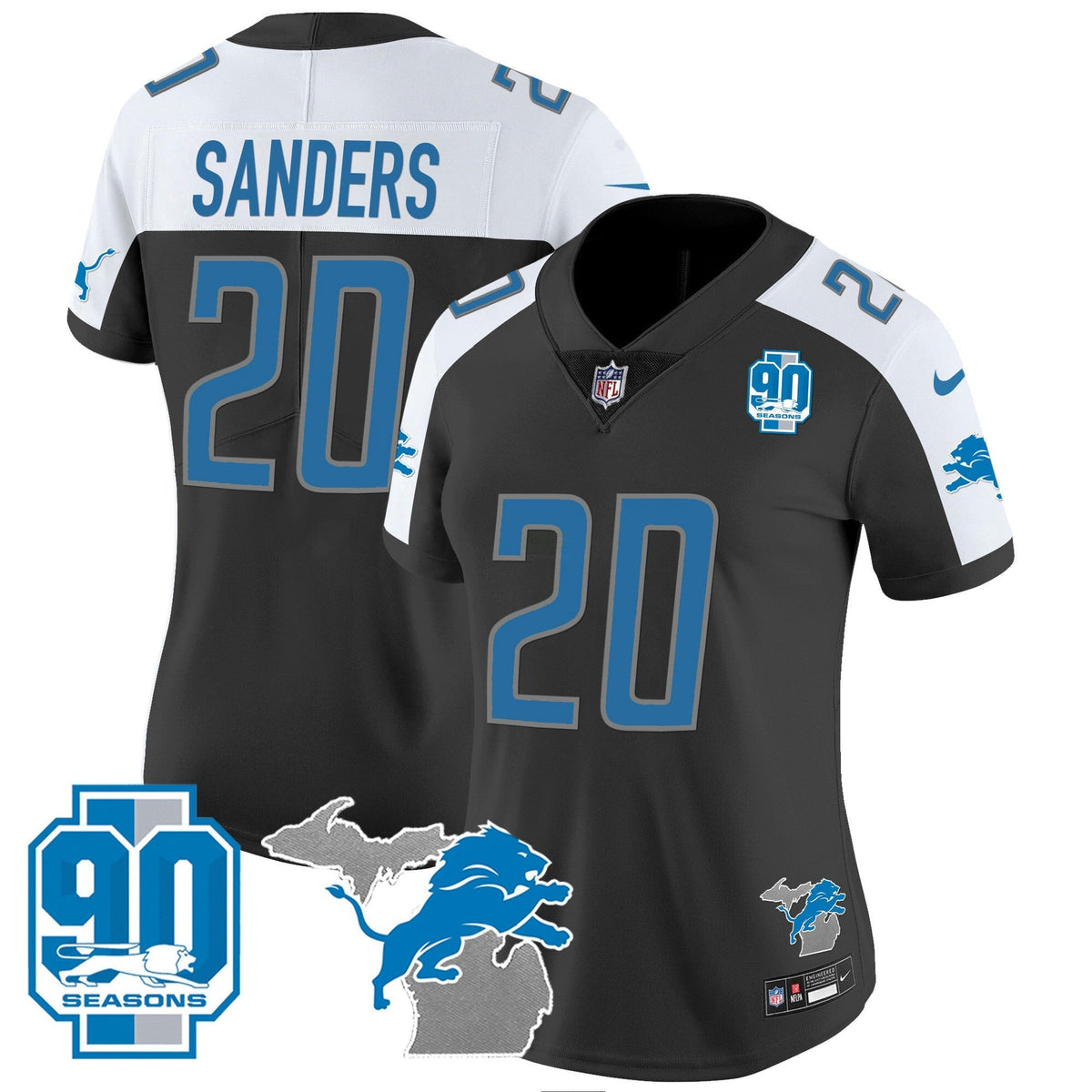 NFL Women’s Detroit 90th Year & Michigan Patch Vapor Jersey