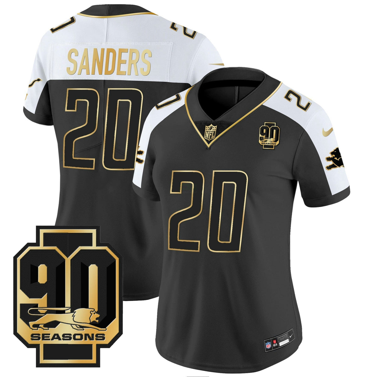 NFL Women’s Detroit 90th Year Patch Gold Jersey