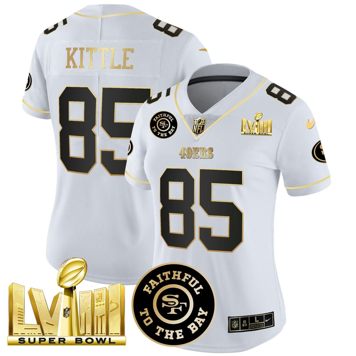 NFL Women’s Faithful & Super Bowl LVIII Gold Patch Vapor Jersey V2