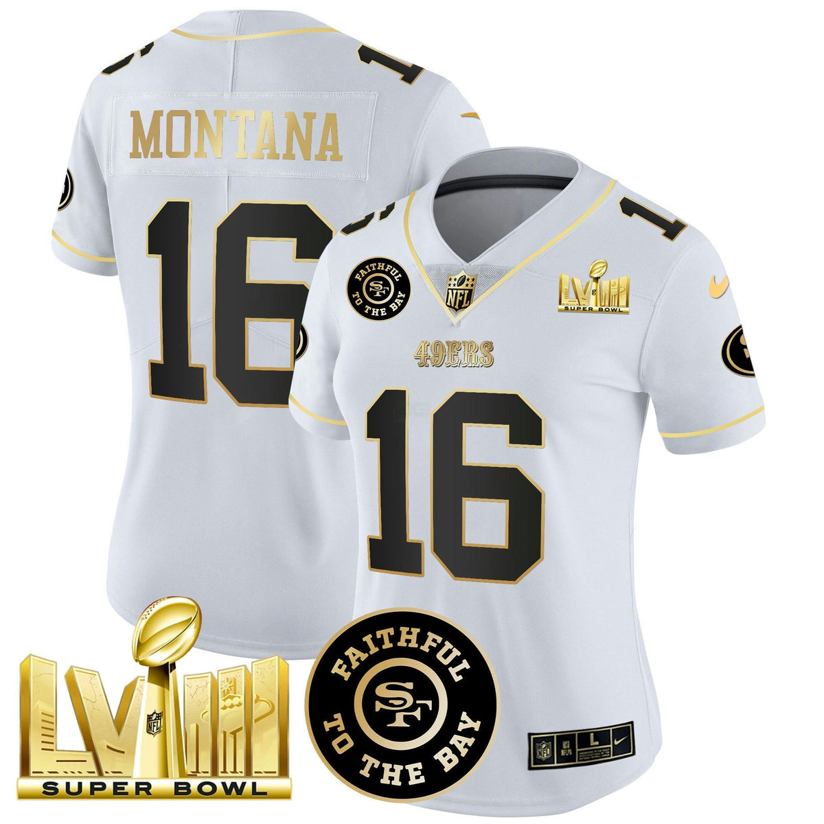 NFL Women’s Faithful & Super Bowl LVIII Gold Patch Vapor Jersey V2