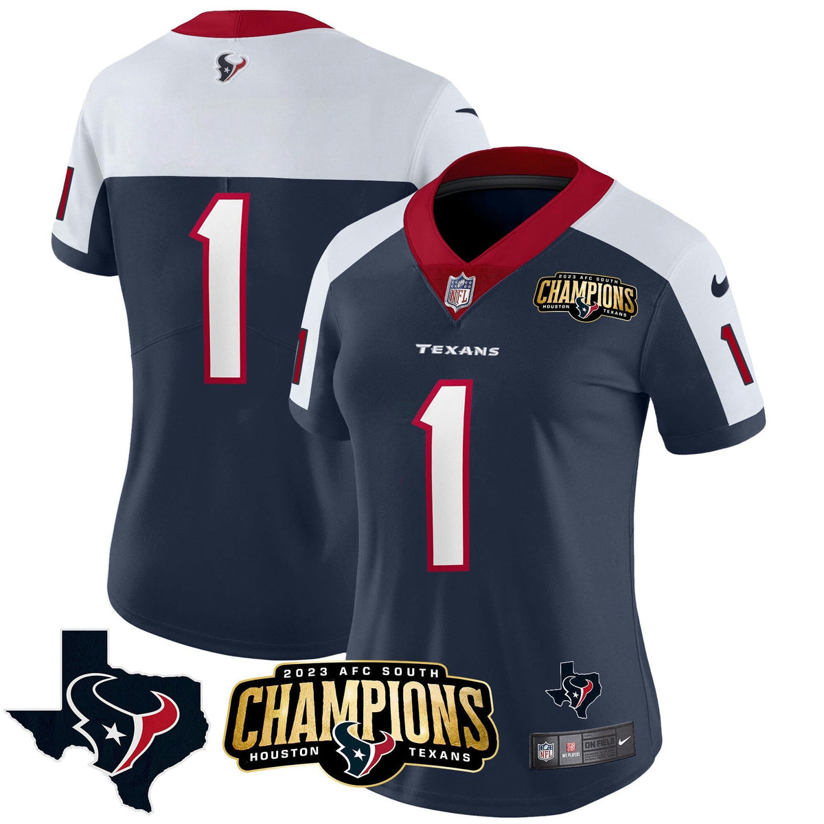 NFL Women’s Houston 2023 AFC South Champions Patch Vapor Jersey