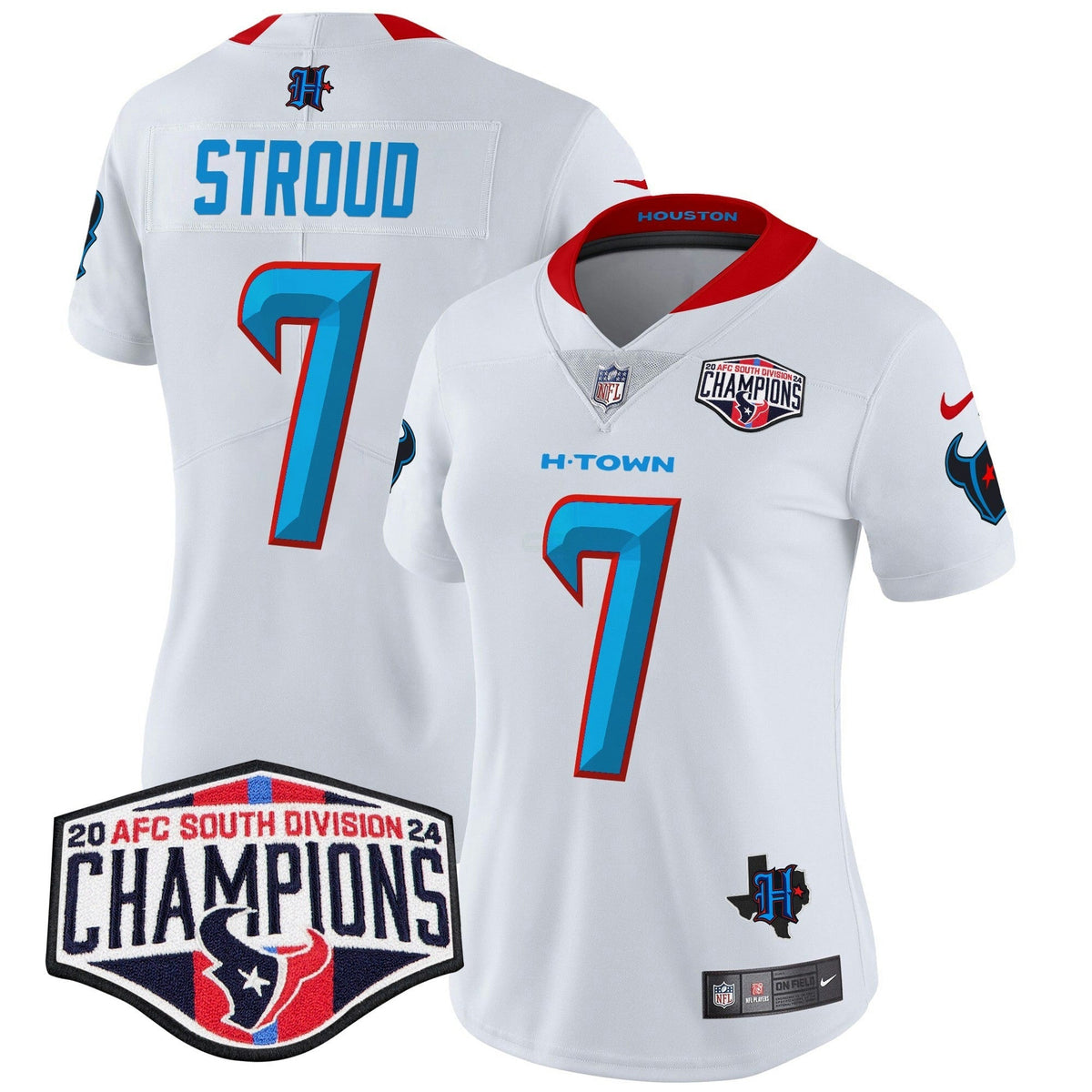 NFL Women’s Houston 2024 AFC South Division Champions Patch Vapor Limited Jersey