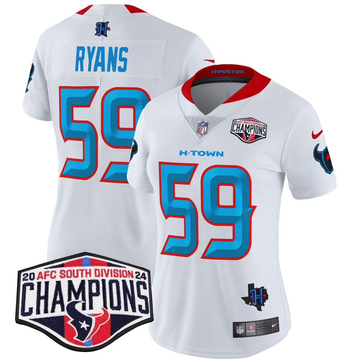 NFL Women’s Houston 2024 AFC South Division Champions Patch Vapor Limited Jersey