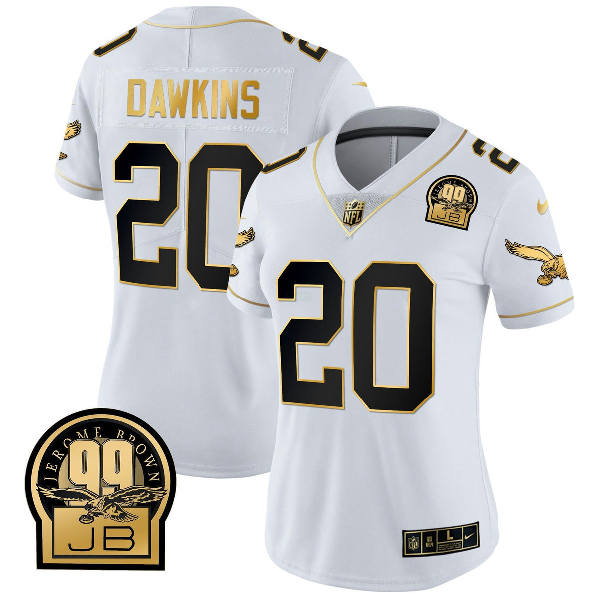 NFL Women’s Jerome Brown Retired Patch Gold & Kelly Jersey