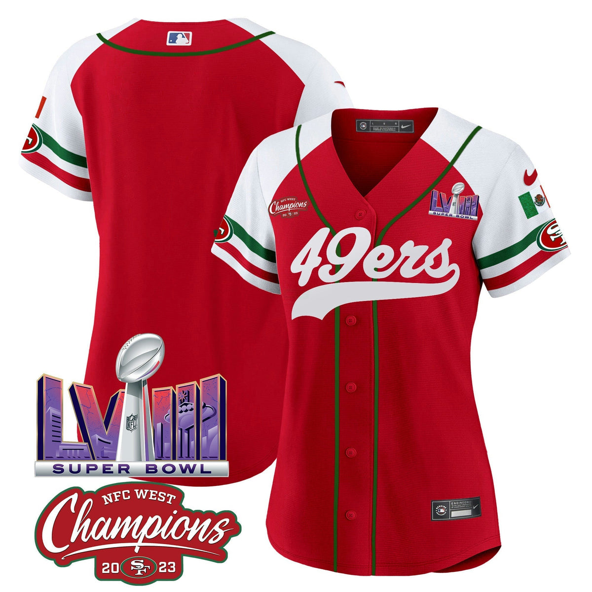 NFL Women’s Mexico NFC West Champions & Super Bowl LVIII Patch Jersey