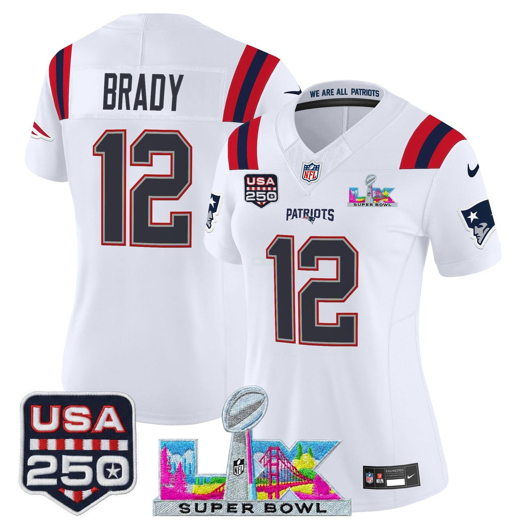 NFL Women’s New England “Super Bowl LX & United States 250th Anniversary Patch” Vapor Limited Jersey