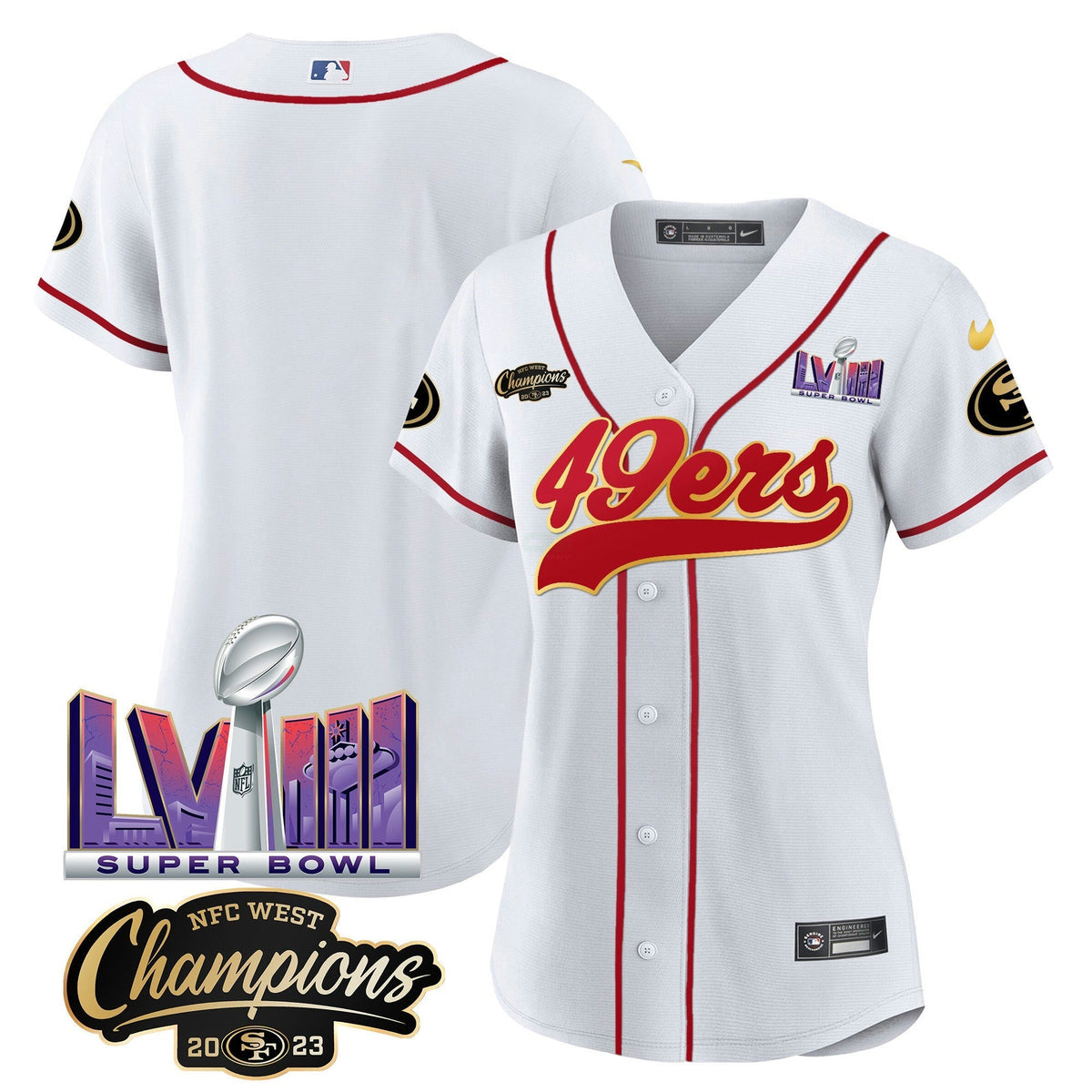 NFL Women’s NFC West Champions & Super Bowl LVIII Patch Jersey